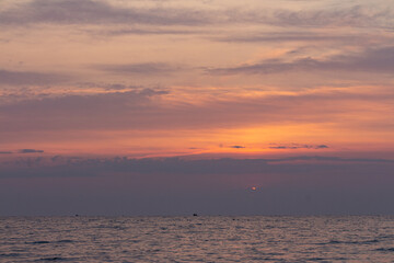Beautiful sky over the sea before sunrise near the city of Odesa. Ukraine