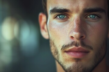 Portrait of cute 20 years old man with beautiful face