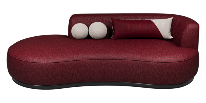 Modern and luxury red sofa with pillows isolated on white background. Furniture Collection. 