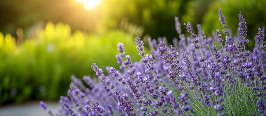 Blooming from May to July, French lavender is an evergreen plant in the Lamiaceae family. - obrazy, fototapety, plakaty
