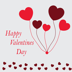Festive original card, postcard, cover for Valentine's Day. Silhouette of hearts balloons with inscription. Flat. Vector
