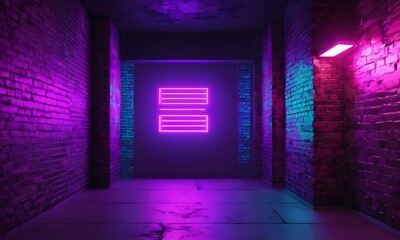 Brick walls with colorful neon lights