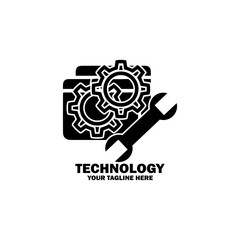 Abstract Initial Logo. Black color isolated on White Background. Technology Branding Logos. Flat Vector Logo Design Template Element icon.