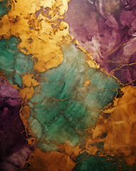 Gold, green, purple color marble background