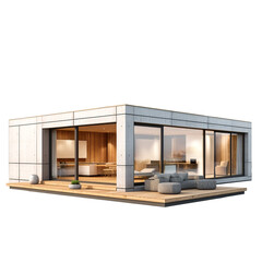 Prefabricated house isolated on transparent background