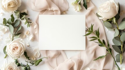 Invitation for wedding, ceremony. A nice minimal stylized white canvas waiting for your text with...