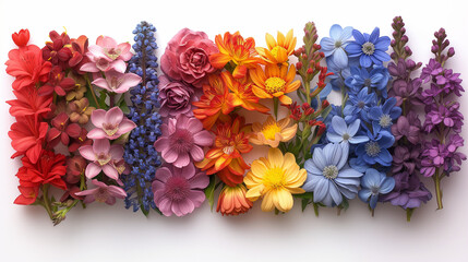 Arrangement of flowers in rainbow shades - Powered by Adobe