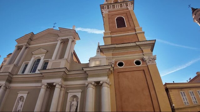Panorama of Old town of Menton, Provence Alpes-Cote d'Azur, France