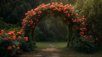 Flowers arch for wedding ceremony in nature