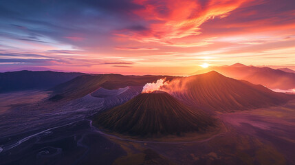 Volcano aerial view.  - obrazy, fototapety, plakaty