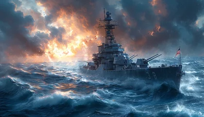 Poster Warship Wednesday: Battleship USS Iowa Generative AI © Bipul