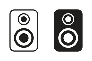 speaker icon, woofer box vector symbol on transparent background.