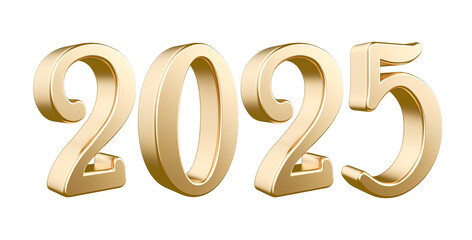 New year 2025 number golden 3d render