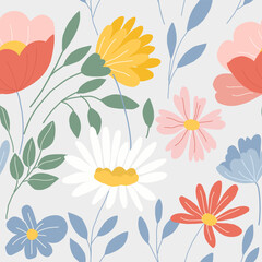 Cute Pastel Flower Seamless Pattern