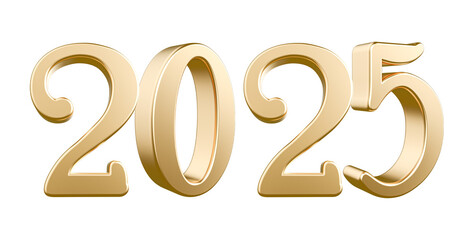 New year 2025 number golden 3d render