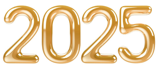 New year 2025 number golden 3d render