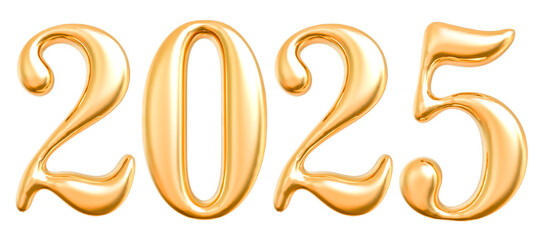 New year 2025 number golden 3d render