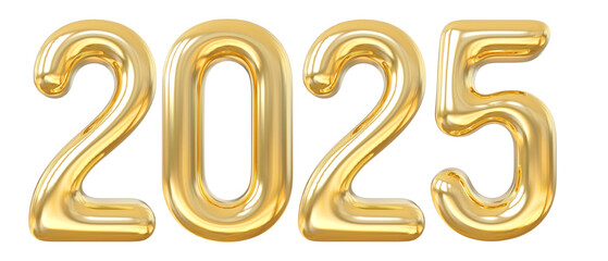 New year 2025 number golden 3d render
