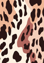 Abstract simple animal print background. Hand drawn pattern, camouflage paint shapes. Pastel colors. Boho style. Home painting vector art. Leopard skin patches, trendy texture for cloth, fabric.