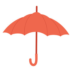 Red opened umbrella, simple hand drawn vector illustration in flat design, isolated on white background