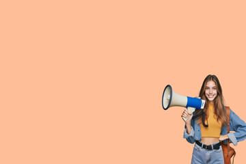 woman shouting through megaphone