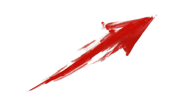 Red arrow hand drawn with transparent background
