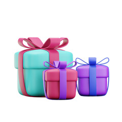 3d 3 gift box icon isolated on transparent background-3D illustration