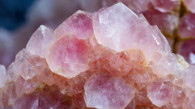 closeup macro view of a rose quartz gemstone mineral on background a picture for banner