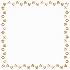 Paw prints trail animal frame vector design template