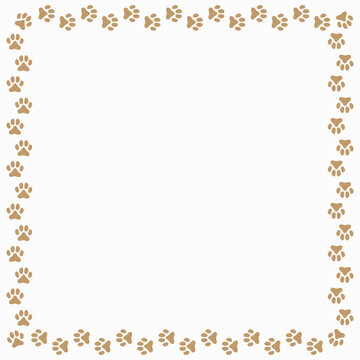 Paw prints trail animal frame vector design template