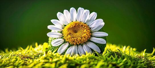 A close-up of a white daisy in a sunlit field, symbolizing purity, new beginnings, and the simple joys of nature in summer - obrazy, fototapety, plakaty