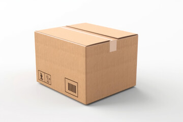 Carton box with carton box on white background. Created with artificial intelligence.