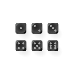 vector set of dice for a board game from one to six. black dice for playing in a casino, backgammon