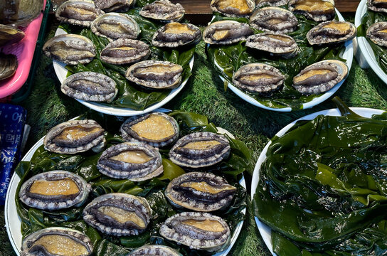 Fresh abalone in Jukdo fish market, Pohang, South Korea.
