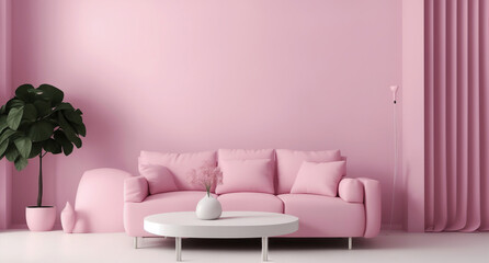 Fototapeta na wymiar purple sofa in a room with a wall