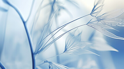 Elegant background of frozen leaves in ice, concept of cryotherapy for skin care. Delicate texture. Frosty beautiful natural winter or spring background.