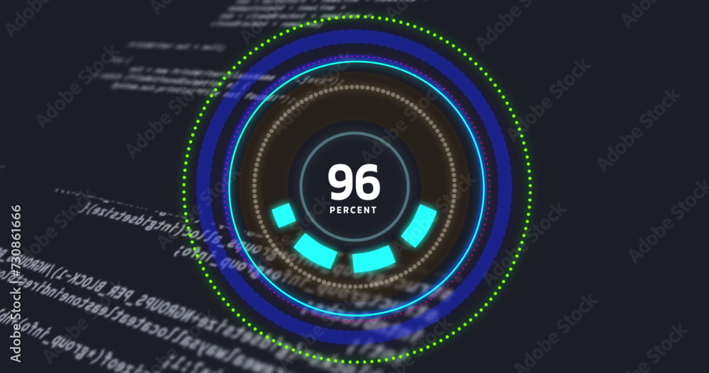 Poster image of processing circle with increasing numbers on black background with data processing