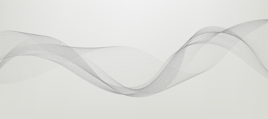 Abstract wave element for design. Digital frequency track equalizer. Stylized line art background. Vector illustration. Wave with lines created using blend tool. Curved wavy line, smooth stripe.