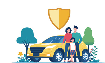 Illustration collection of insurance concept, care about family life, assurance protection