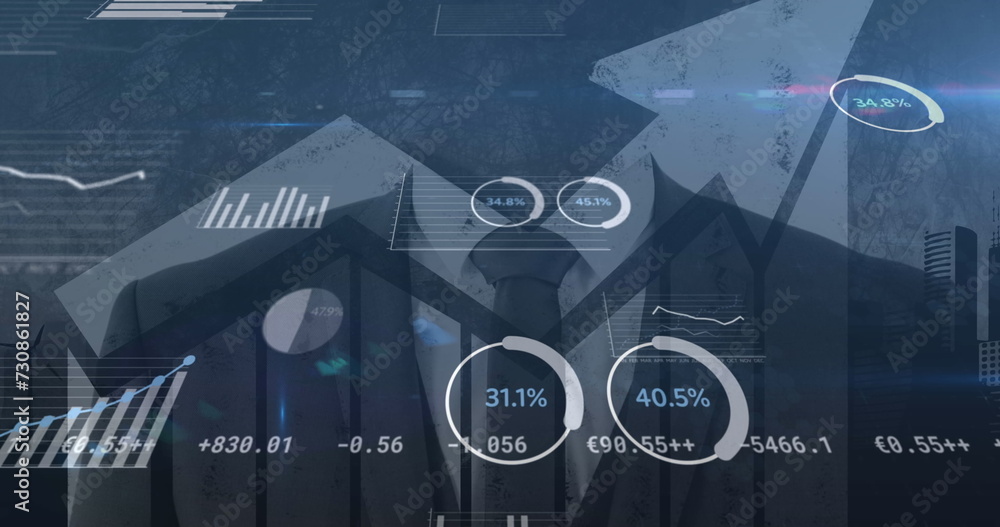 Poster image of data processing over businessman