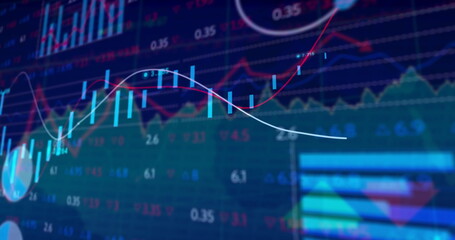 Image of data processing over blue background