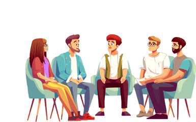 Clinical meeting with doctor, having conversation with medic about checkup results. Psychologist listening to patient. Flat vector character illustration