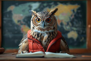 Owly Glasses and Vest: A Cute and Creative Owl-Themed Outfit for the Modern Owl Lover Generative AI