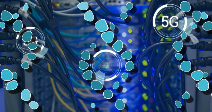 Image of medical data processing over server room