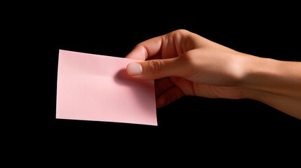 Detailed Shot of Hand Holding a Sticky Note