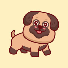 Cute bulldog puppies cartoon animal illustration