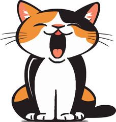Obraz premium Cute and smile cat doodle vector. Adorable cat or fluffy kitten character design collection with flat color. Design illustration for sticker, comic, print.