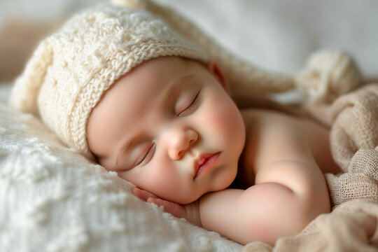 Sleeping newborn boy in the first days of life