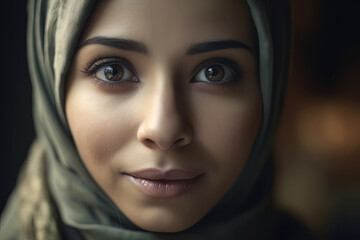 Muslim woman in hijab looking at camera