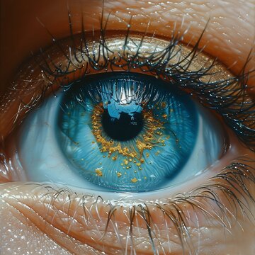 Eye of the Month: Blue Eye with Gold Flakes Generative AI